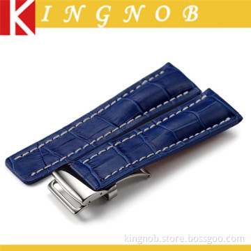Watch Leather Band for Breitling Luxury Royalblue Watch Strap Watch Belt Watch Bracelet With Deployment Buckle